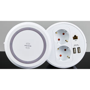 듀얼 멀티 회전 콘센트 (무선충전, USB) (BID-221W)